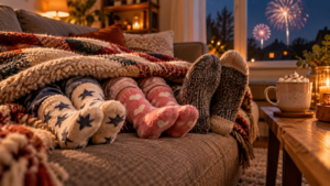 Socks, Blankets and distant fireworks.
